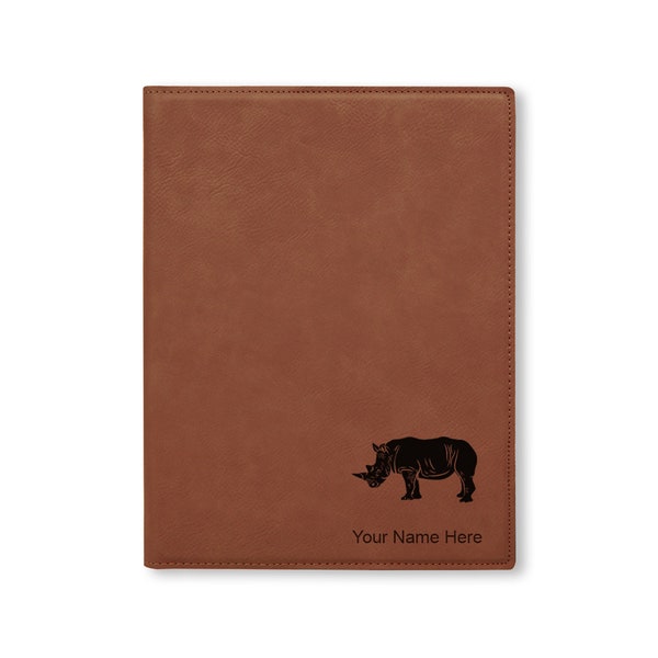 Small 7 X 9 Portfolio Notepad, Rhinoceros, Personalized Engraving Included