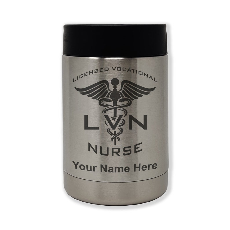 Stainless Steel Double Wall Can Holder Personalized Engraving Included LVN Licensed Vocational Nurse