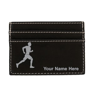 Monedero de cuero sintético Money Clip, Running Man, Grabado Personalizado Incluido