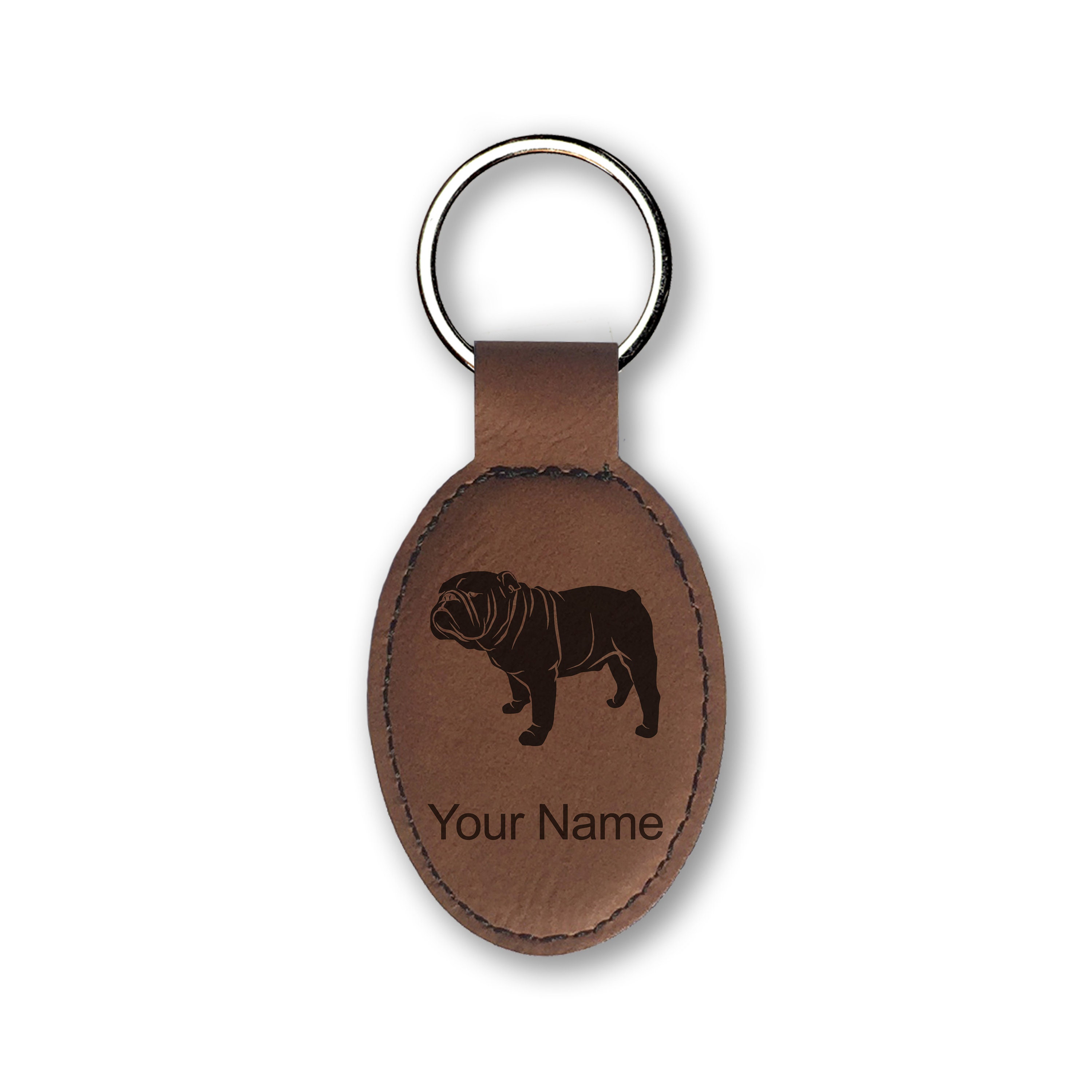 Handmade Bulldog Faux Leather Keychain & Handmade Personalised 