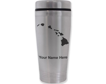 Commuter Travel Mug, Hawaiian islands, Personalized Engraving Included