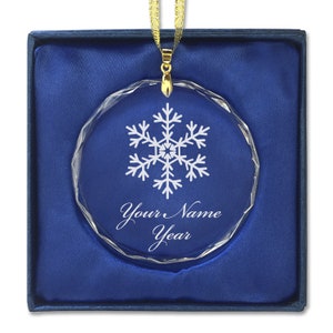 LaserGram Christmas Ornament, Snowflake, Personalized Engraving Included (Round Shape)