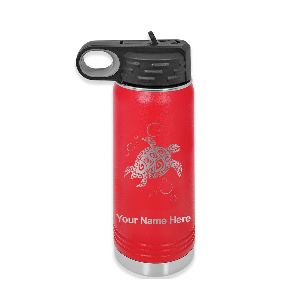 20oz Double Wall Flip Top Water Bottle With Straw, Hawaiian Sea Turtle ...