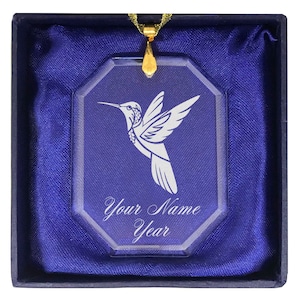 LaserGram Christmas Ornament, Hummingbird, Personalized Engraving Included (Rectangle Shape)