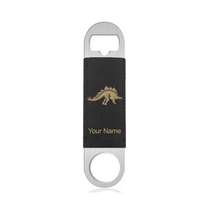 Faux Leather Bottle Opener, Stegosaurus Dinosaur, Personalized Engraving Included (Faux Leather)