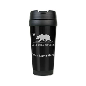 16oz Coffee Travel Mug, California Republic Bear Flag, Personalized Engraving Included