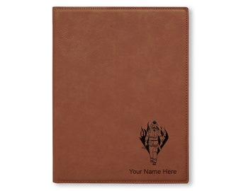 Large 9.5 X 12 Portfolio Notepad, Fireman, Personalized Engraving Included