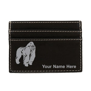 Monedero de cuero sintético Money Clip, gorila, grabado personalizado incluido