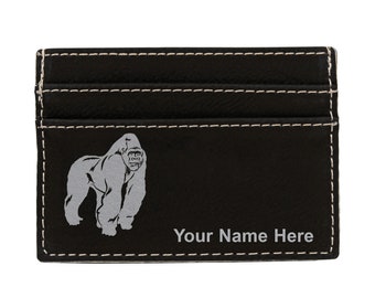 Faux Leather Money Clip Wallet, Gorilla, Personalized Engraving Included