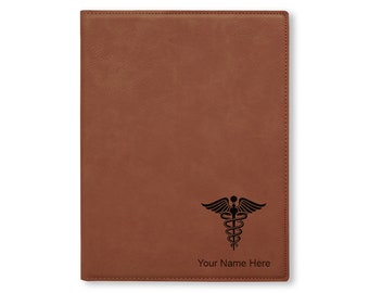 Large 9.5 X 12 Portfolio Notepad, Caduceus Medical Symbol, Personalized Engraving Included