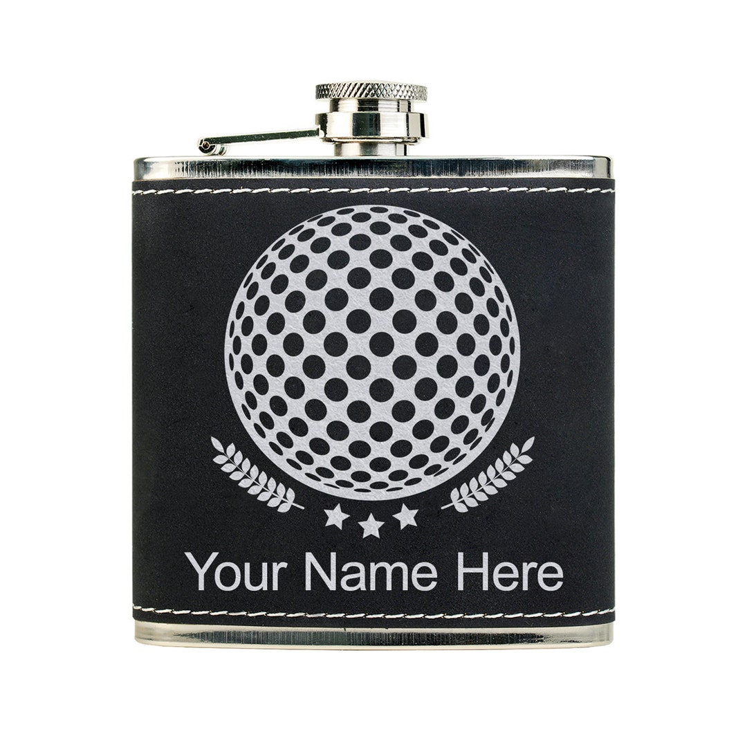 Faux Leather Flask, Golf Ball, Personalized Engraving Included Etsy
