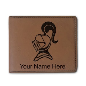 Cartera plegable de cuero sintético, caballero, grabado personalizado incluido