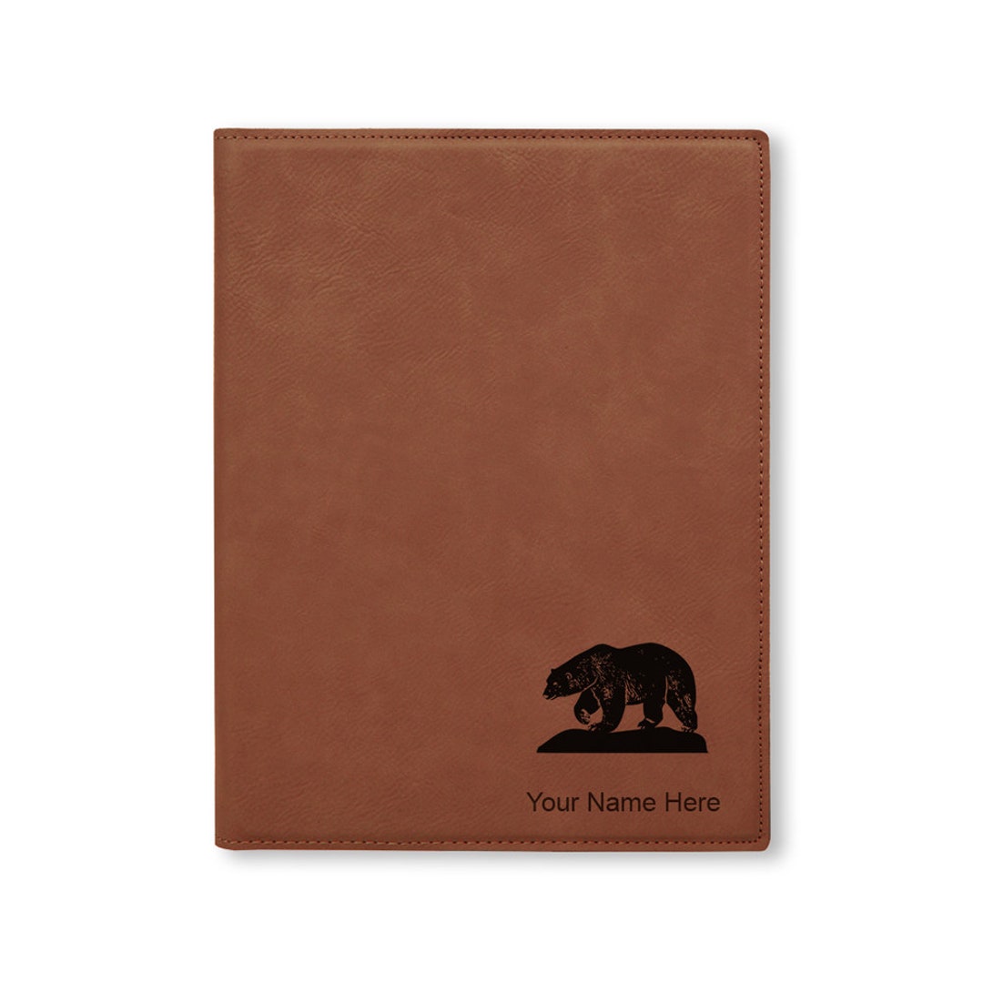 Small 7 X 9 Portfolio Notepad, Polar Bear, Personalized Engraving