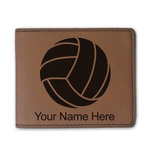Cartera plegable de cuero sintético, pelota de voleibol, grabado personalizado incluido
