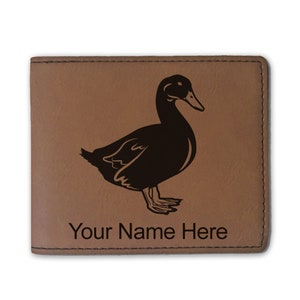 Cartera plegable de cuero sintético, pato, grabado personalizado incluido