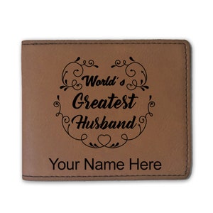 Cartera plegable de piel sintética, el mejor marido del mundo, grabado personalizado incluido