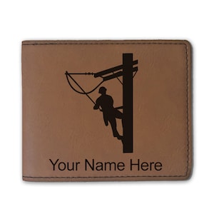 Cartera plegable de cuero sintético, liniero, grabado personalizado incluido