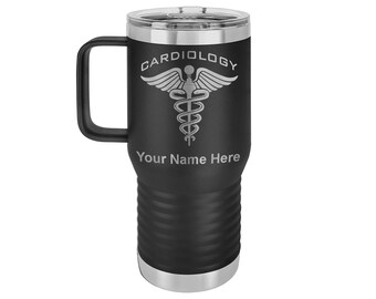 LaserGram 20oz Vacuum Insulated Coffee Mug With Handle, Cardiology, Personalized Engraving Included