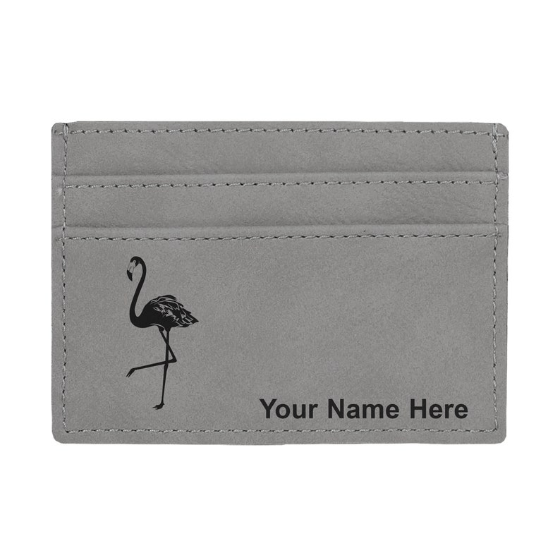 Flamingo Personalized Engraving Included Faux Leather Money Clip Wallet