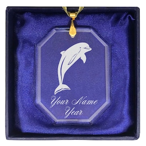 LaserGram Christmas Ornament, Dolphin, Personalized Engraving Included (Rectangle Shape)