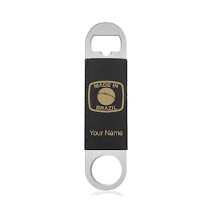 Faux Leather Bottle Opener, Made in Brazil, Personalized Engraving Included (Faux Leather)