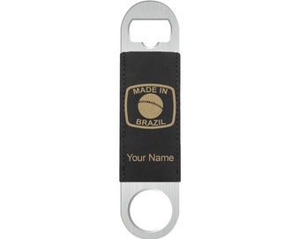 Faux Leather Bottle Opener, Made in Brazil, Personalized Engraving Included (Faux Leather)