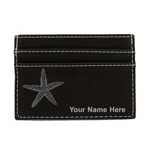 Monedero de cuero sintético Money Clip, estrella de mar, grabado personalizado incluido