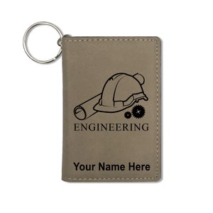 Monedero titular de ID, ingeniería, grabado personalizado incluido