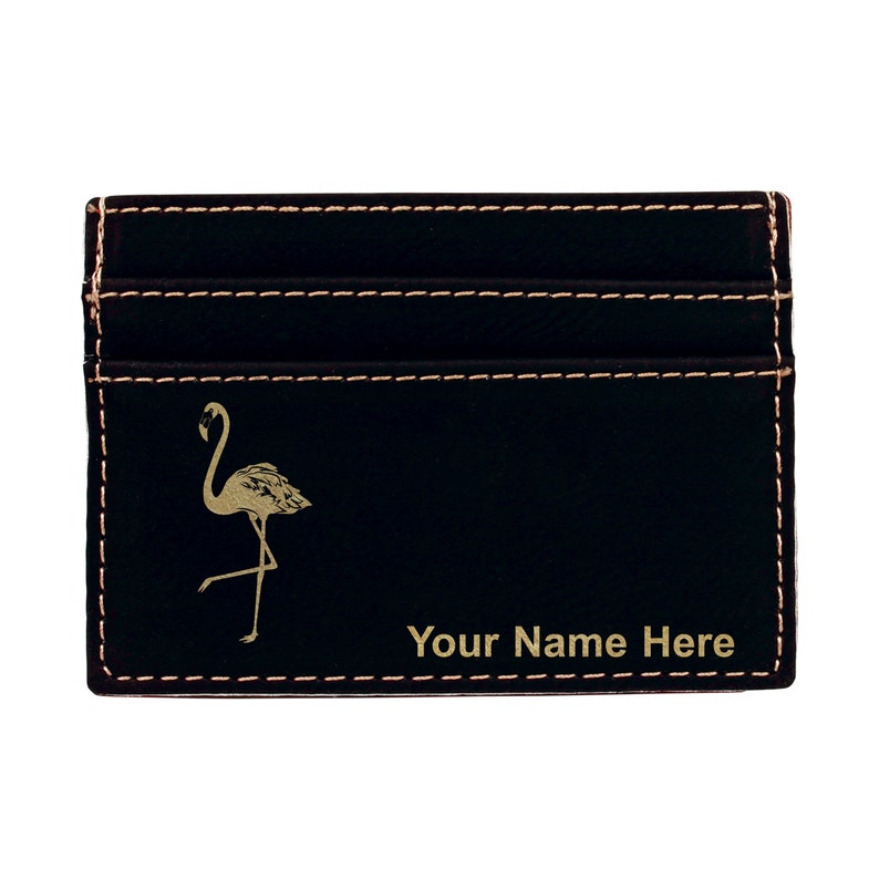 Flamingo Personalized Engraving Included Faux Leather Money Clip Wallet