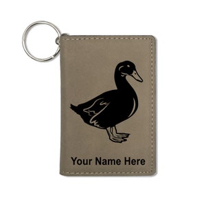 Monedero del titular de la identificación, pato, grabado personalizado incluido