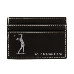 Monedero de cuero sintético Money Clip, mujer golfista, grabado personalizado incluido