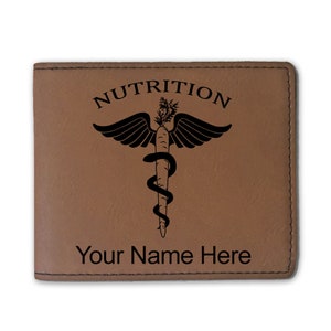 Cartera plegable de cuero sintético, nutricionista, grabado personalizado incluido