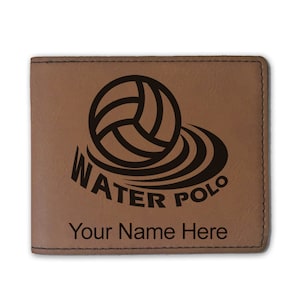 Cartera plegable de piel sintética, waterpolo, grabado personalizado incluido