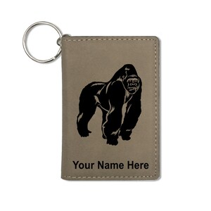 Monedero del titular de la identificación, gorila, grabado personalizado incluido