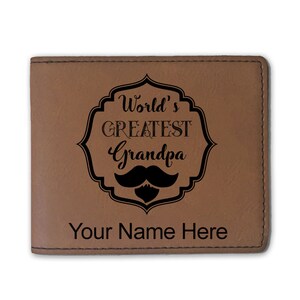 Cartera plegable de piel sintética, el mejor abuelo del mundo, grabado personalizado incluido