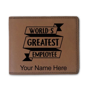 Cartera plegable de piel sintética, el mejor empleado del mundo, grabado personalizado incluido