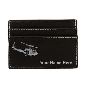 Monedero de cuero sintético Money Clip, helicóptero militar 2, grabado personalizado incluido