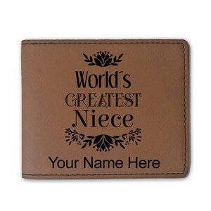Cartera plegable de piel sintética, la mejor sobrina del mundo, grabado personalizado incluido