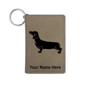 Monedero del titular de la identificación, perro Dachshund, grabado personalizado incluido