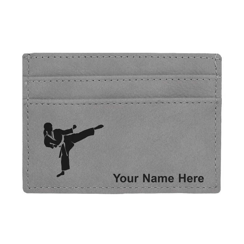 Faux Leather Money Clip Wallet Karate Woman Personalized Engraving Included