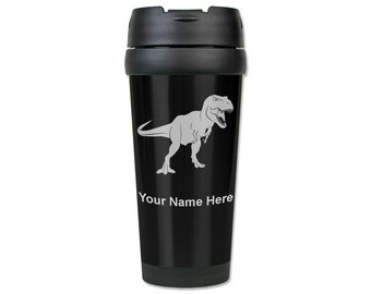16oz Coffee Travel Mug, Tyrannosaurus Rex Dinosaur, Personalized Engraving Included