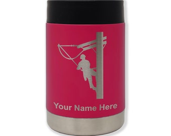 Stainless Steel Double Wall Can Holder, Lineman, Personalized Engraving Included