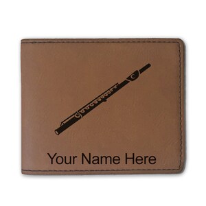 Cartera plegable de cuero sintético, flauta, grabado personalizado incluido