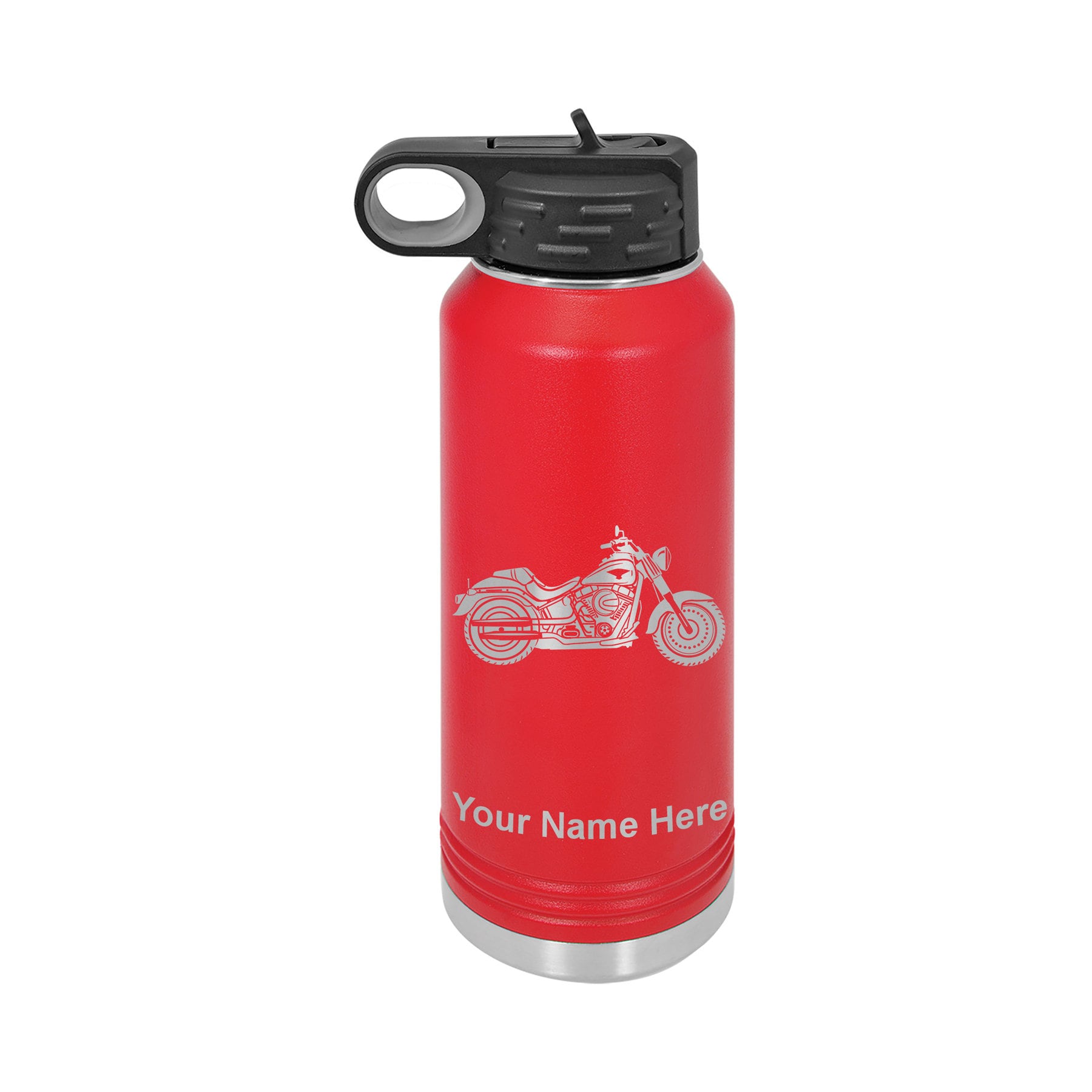 問い合わせ 40oz Double Wall Flip Top Water Bottle with Straw, Motorcycle