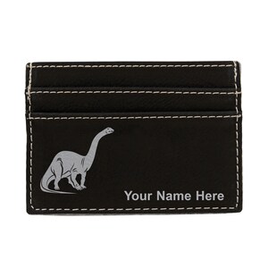 Monedero de cuero sintético Money Clip, dinosaurio Brontosaurus, grabado personalizado incluido