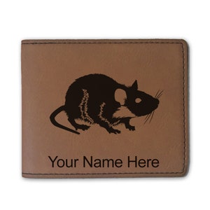 Cartera plegable de cuero sintético, rata, grabado personalizado incluido