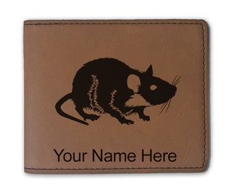 Faux Leather Bi-Fold Wallet, Rat, Personalized Engraving Included