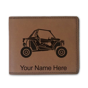 Cartera plegable de cuero sintético, corredor todoterreno, grabado personalizado incluido