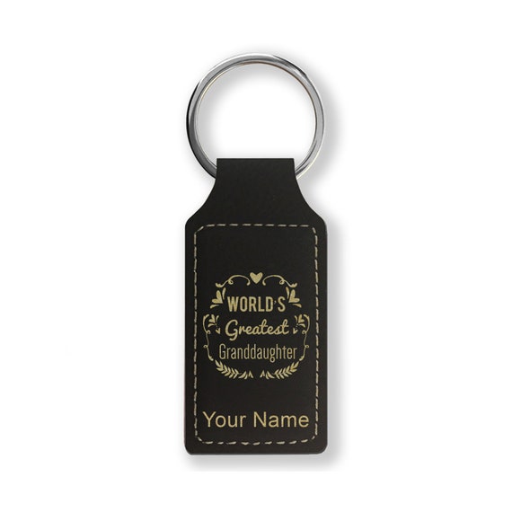 Keychain - Rectangle - Worlds most awesome wife - Leather Keychain - Rectangle - Worlds most awesome wife - Leather