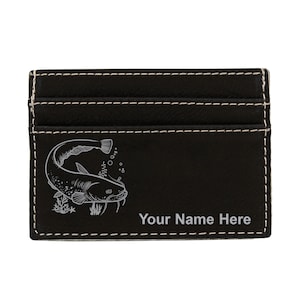 Monedero de cuero sintético Money Clip, Catfish, Grabado Personalizado Incluido